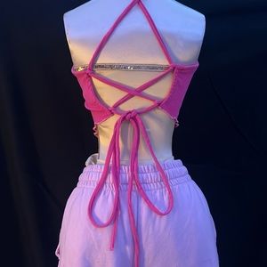 BARBIECORE! super cute cross back bandana top!